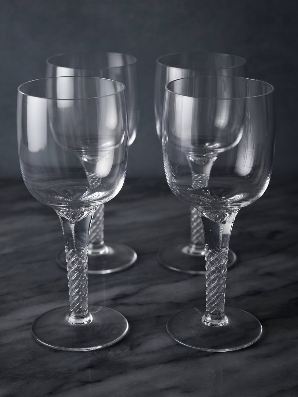 Vintage Stuart Ariel Hock Wine Glasses Set of 4 | Twisted Stem Crystal | England